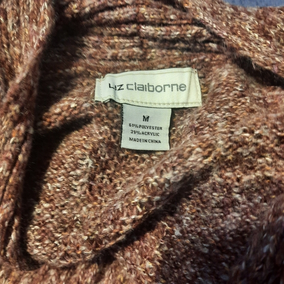 Liz Claiborne Women’s Long Sleeve Open Front Cardigan Sweater Burgundy Passion L - Picture 4 of 6